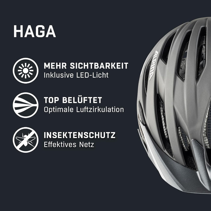 ALPINA HAGA - Stossabsorbierender, Sicherer & Optimal Anpassbarer Urban Fahrradhelm Mit Integriertem