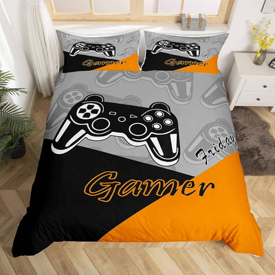 Loussiesd Gamer für Jungen, Videospiele, Bettbezug, Bettbezug mit 1 Bettbezug und 1 Kissenbezug, Ora