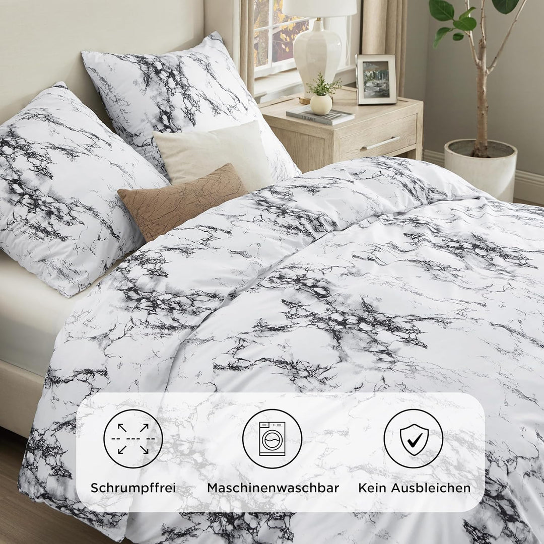 BEDSURE Bettwäsche 155x220 3teilig Bettbezug - Bettwäsche-Sets 155 x 220 cm mit 2 Kissenbezüge 80x80