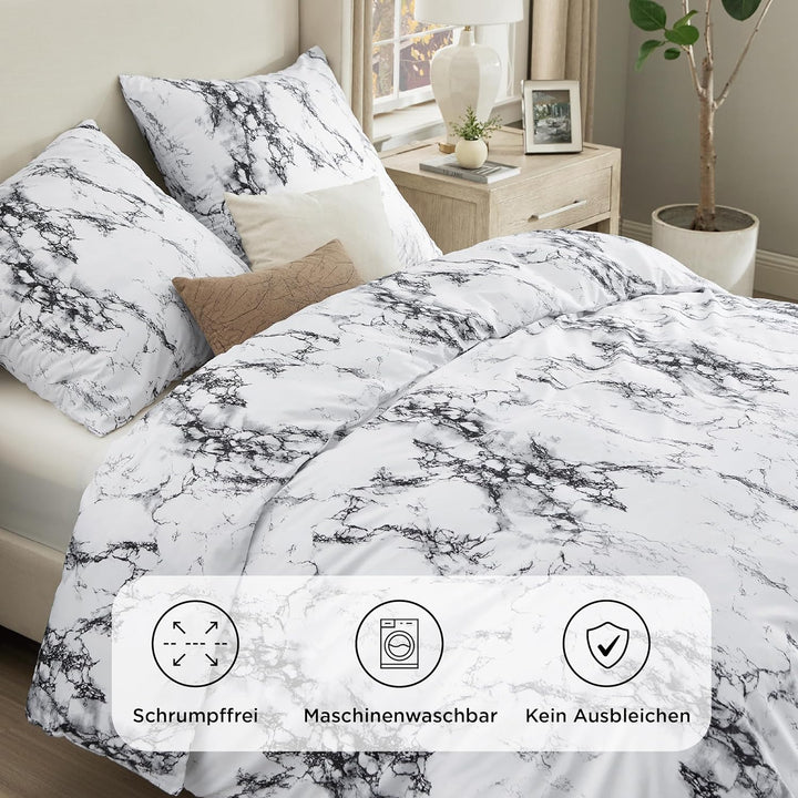 BEDSURE Bettwäsche 155x220 3teilig Bettbezug - Bettwäsche-Sets 155 x 220 cm mit 2 Kissenbezüge 80x80