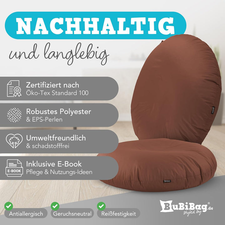 BuBiBag 2in1 Sitzsack L - XXL mit Füllung für Kinder &amp; Erwachsene, Gaming Beanbag &amp; Bodenkissen für