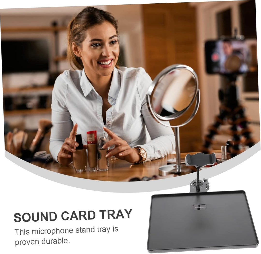 MILISTEN Mikrofonständer Tray Halter mit Handyhalterung, Universal Soundkartenfach, Mikrofonständer,