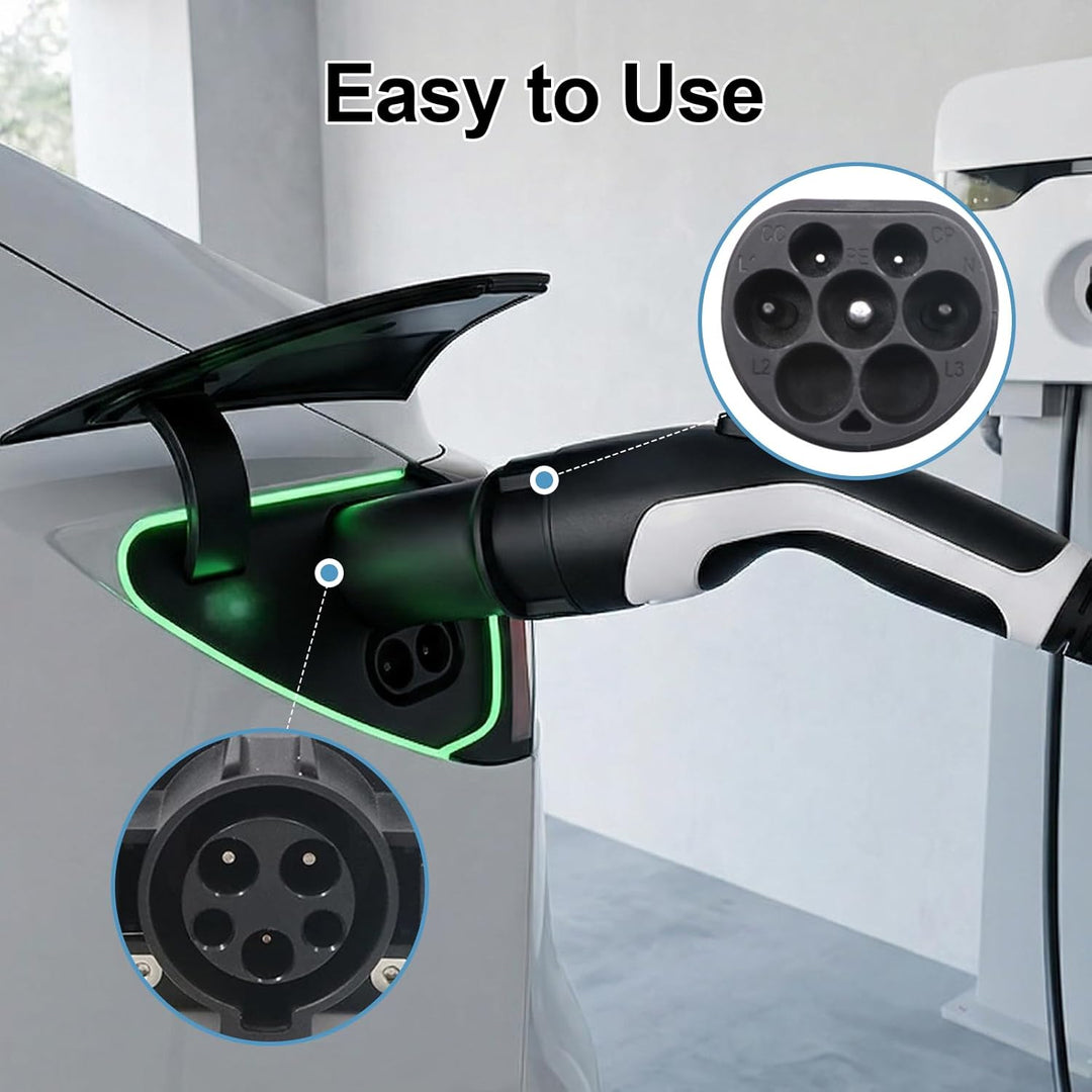 Typ 2 auf Typ 1 EV Ladeadapter, Max32A, 250 V, 7.4 kW IEC 62196 auf SAE J1772 Ladeadapter für Elektr