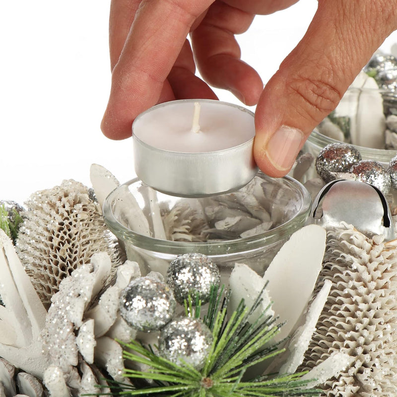 COM-FOUR® Adventskranz länglich, Kerzenständer Weihnachten für 4 Kerzen, Kerzenhalter, Adventsgestec