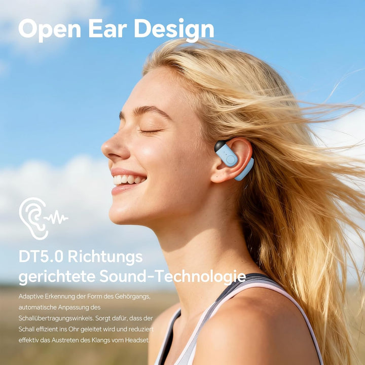 Wireless Single Earbud Bluetooth Headset mit Mikrofon Handy Telefon Freisprech Open Ear Einzeln Spor