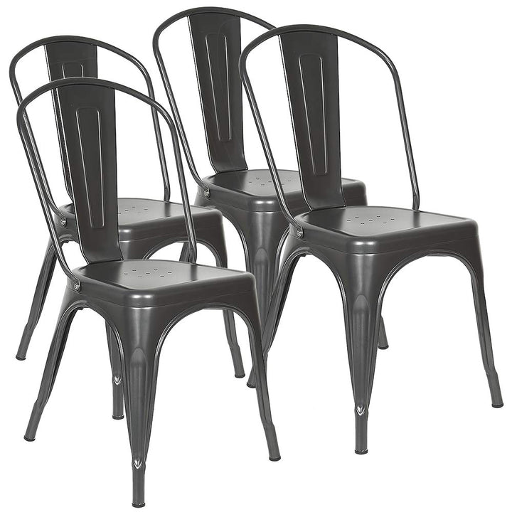 YJIIJY 4er Set Metall Esszimmerstuhl Stapelbarer Stuhl im Industriestil für Bar/Kaffee/Restaurant (g