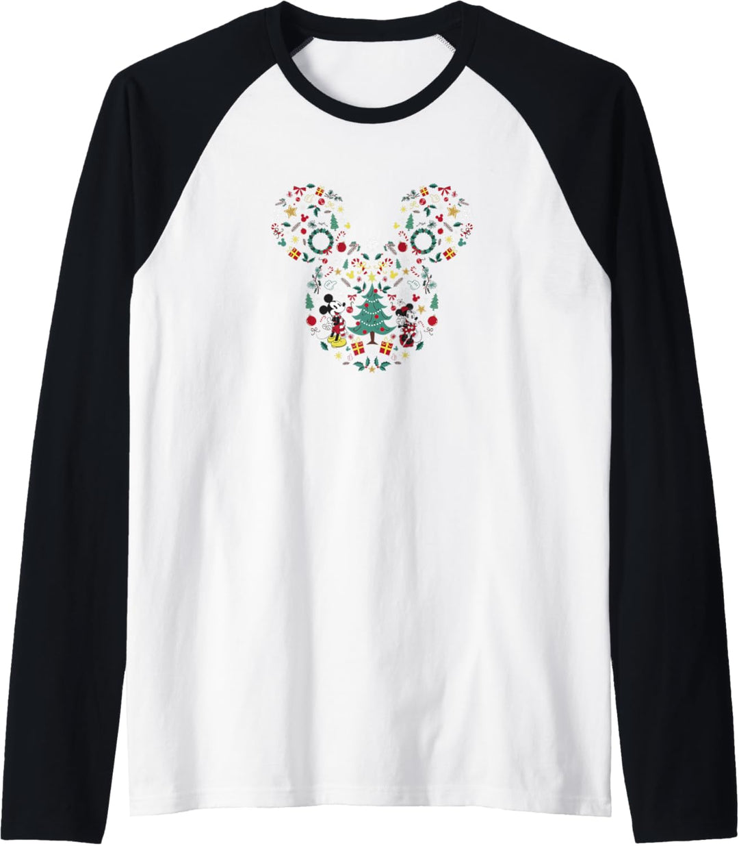Disney Mickey & Minnie Weihnachten Collage Art Fill Raglan