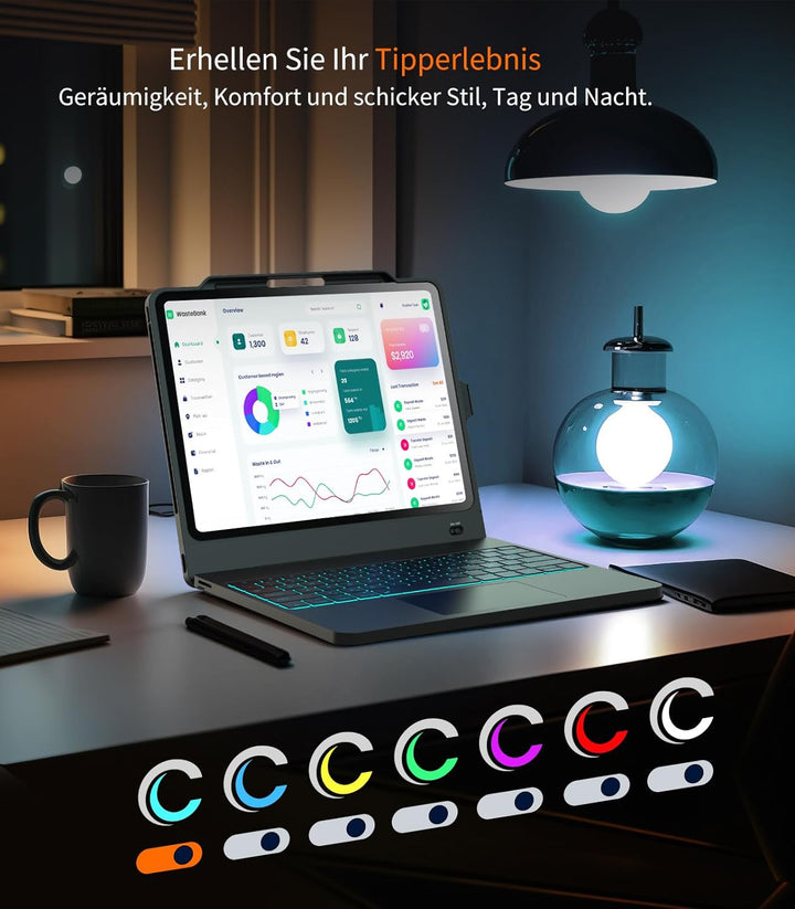 CHESONA ArmorDock iPad Pro 12.9 Hülle mit Tastatur, 6-in-1 Hub Dockingstationen Tastatur für iPad Pr