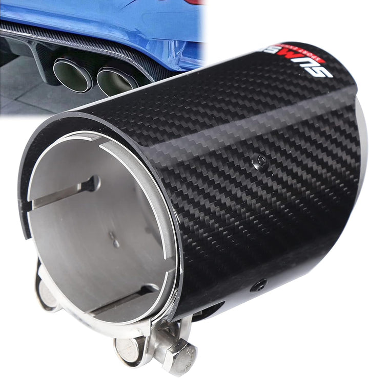 Auspuff Endrohr ，Yctze Universal Carbon 2.9 Zoll Einlass 3.5 Zoll Einzelauslass Auspuff Endstück End