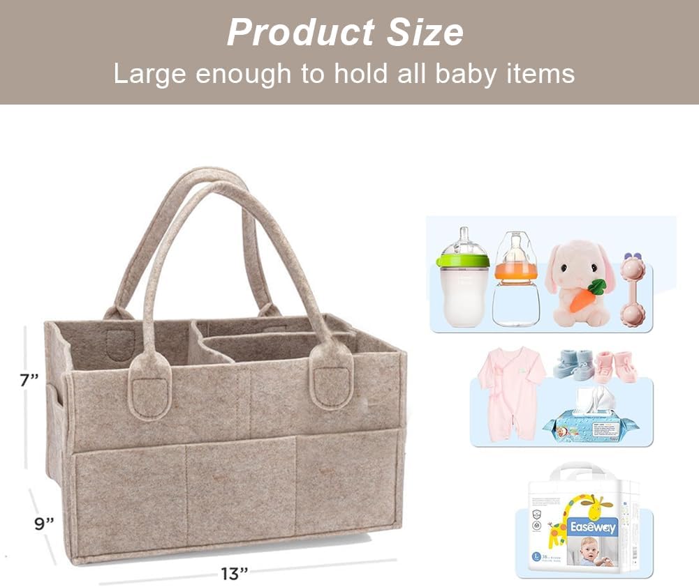 Wickeltasche Organizer,Baby Windel Caddy Organizer,Tragbarer Filztasche mit Fächern Wickelorganizer,