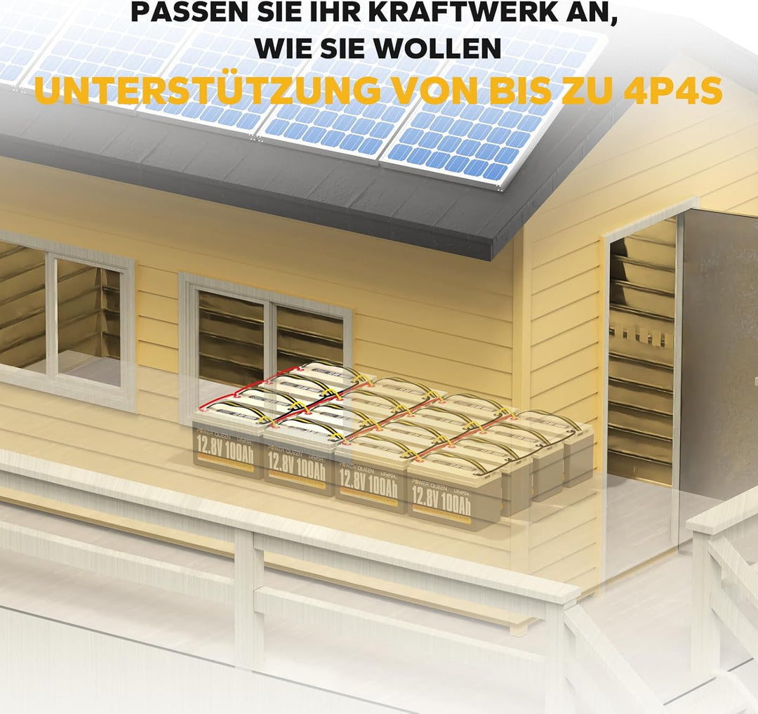 Power Queen 12V 100Ah Lithium LiFePO4 Batterie, gebaut in Smart 100A BMS, Niedrigtemperaturschutz 40