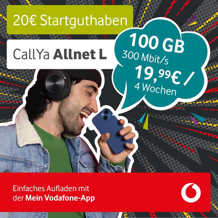 Vodafone Prepaid CallYa Digital eSIM | 35 GB | 20 EUR Startguthaben | ohne Vertrag | 5G-Netz | Telef