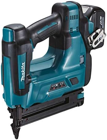 Makita DBN500RTJ Stauchkopfnagler mit 2 Akkus und Ladegerät im Makpac, 18 V, Türkisschwarz, 2X 5,0 A