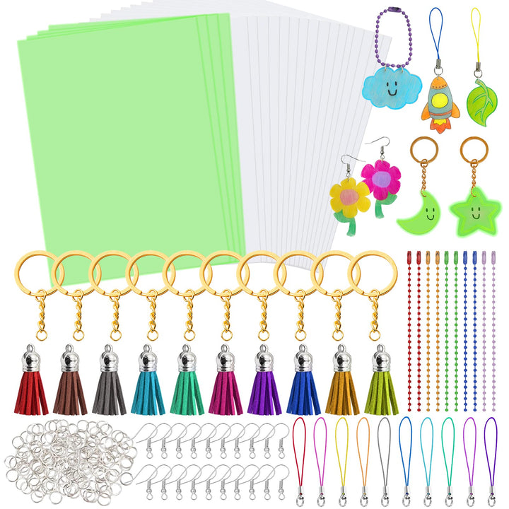SNAIL GARDEN 280 Stk Schrumpffolien Set, Schrumpfpapier Set mit 4 Blätter Leuchtenden Schrumpfpapier