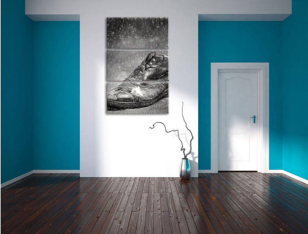 Pixxprint Maus im Schuh als Leinwandbild/Grösse: 3 Teilig (120x80) cm/Wandbild/Kunstdruck/fertig bes