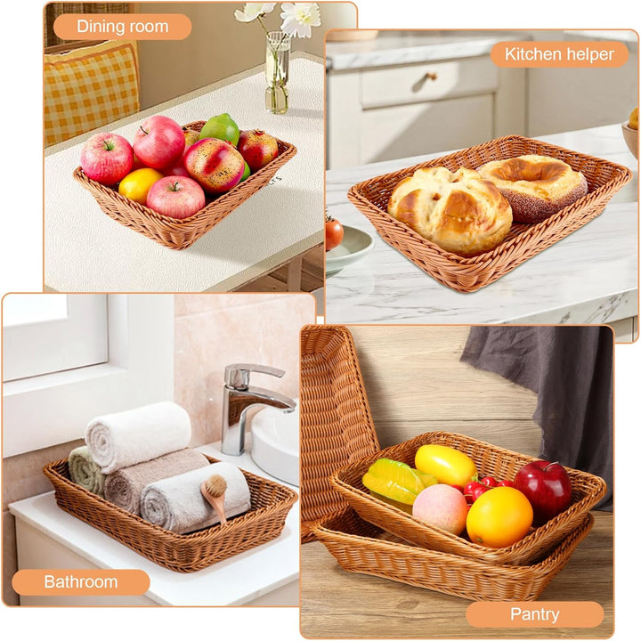 5er Set Brötchenkorb Geflochten Brotkorb Stapelbarer Brotkörbchen Modern Brotkörbe Hochwertiger Obst