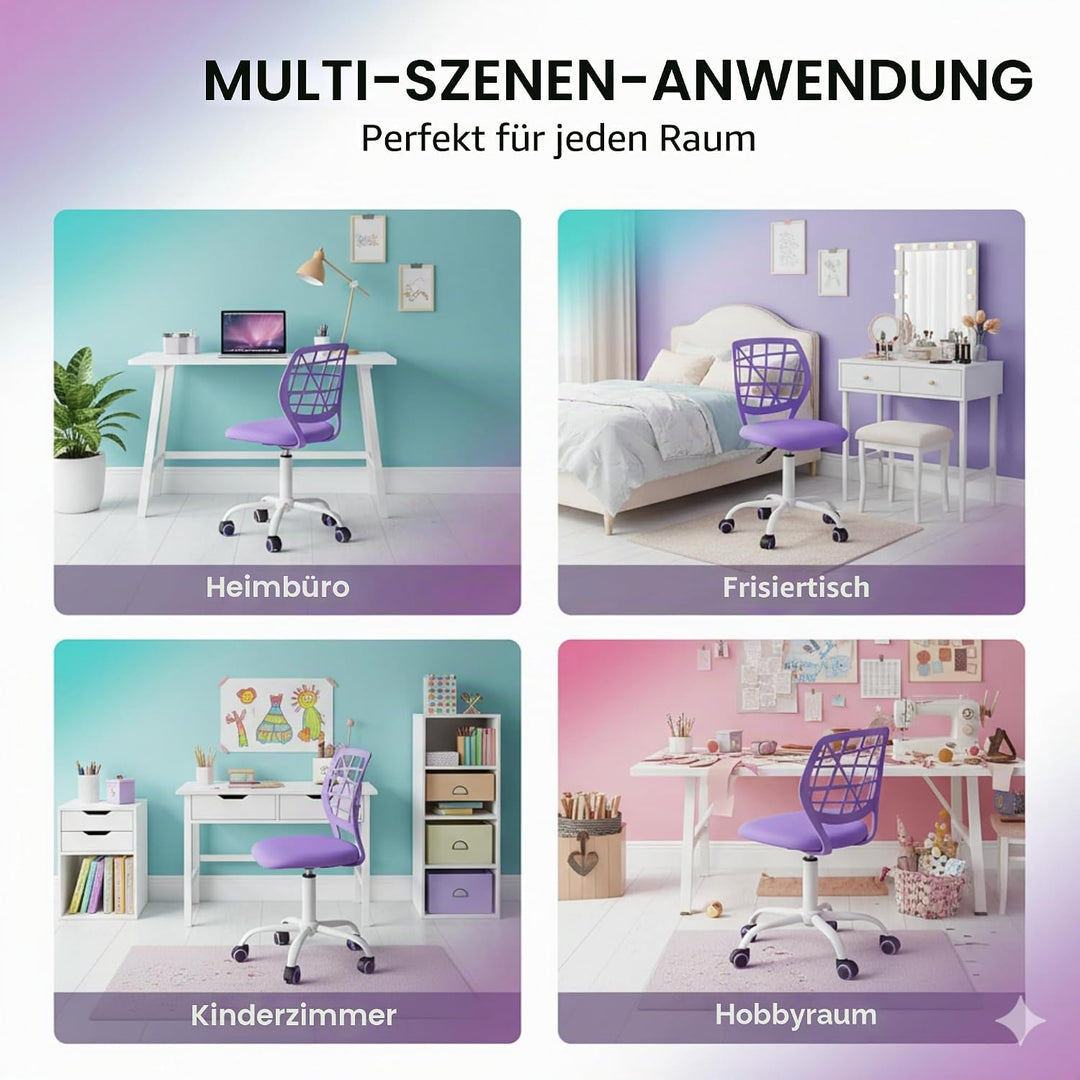 FurnitureR Bürostuhl Schreibtischstuhl Höhenverstellbar Stoffsitz Ergonomischer Arbeitsstuhl ohne Ar