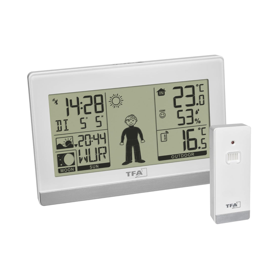TFA Dostmann Digitale Wetterstation Weather Boy, 35.1159.02, Funk, mit Aussensensor, Innen-und Ausse