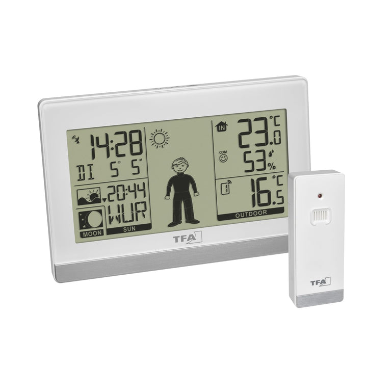 TFA Dostmann Digitale Wetterstation Weather Boy, 35.1159.02, Funk, mit Aussensensor, Innen-und Ausse
