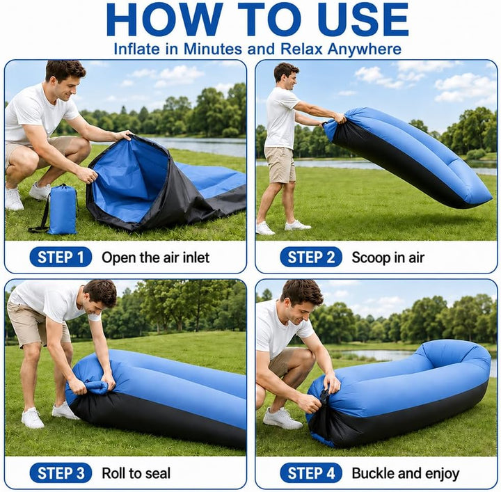 Aufblasbares Sofa, Camping Sofa Aufblasbar, Tragbares Luft Sitzsack mit Aufbewahrungstasche, Air Lou