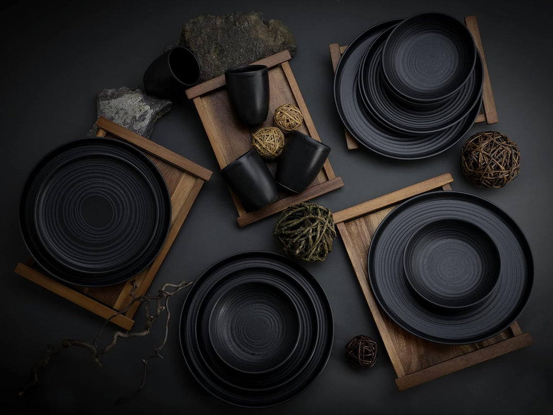 CreaTable 23860, Serie Uno Black Lava Stone, Kombiservice 16 teilig Black Lava Stone Kombiservice 16