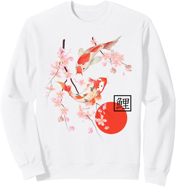 Cherry Blossom Koi Karpfenfisch, japanische Sakura-Grafikkunst Sweatshirt