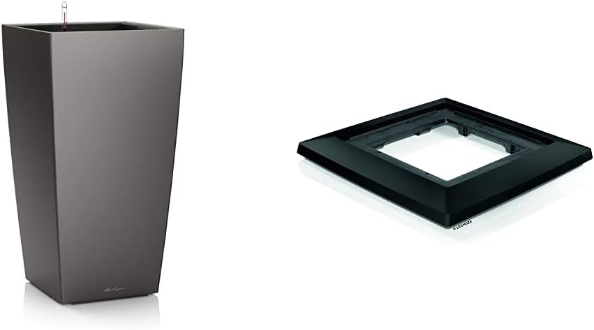 Lechuza CUBICO Premium 30, Anthrazit Metallic, Hochwertiger Kunststoff, Inkl. Bewässerungssystem, He