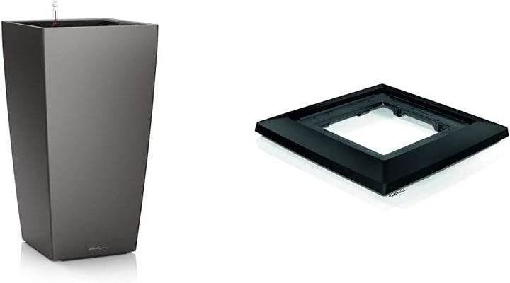 Lechuza CUBICO Premium 30, Anthrazit Metallic, Hochwertiger Kunststoff, Inkl. Bewässerungssystem, He