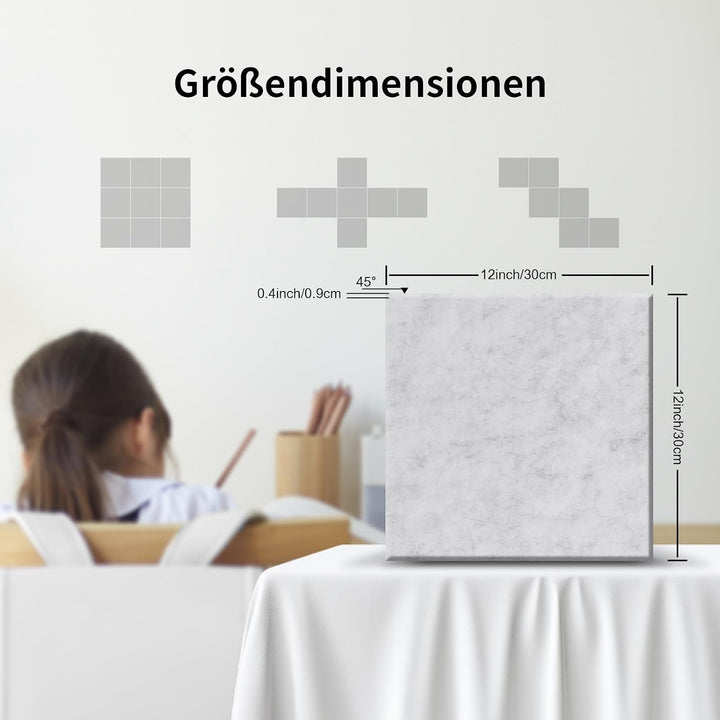 18 Stück Quadratische Akustikplatten selbstklebend,Abdeckung 1.62㎡,Schallschutz &amp; Schalldämmung für