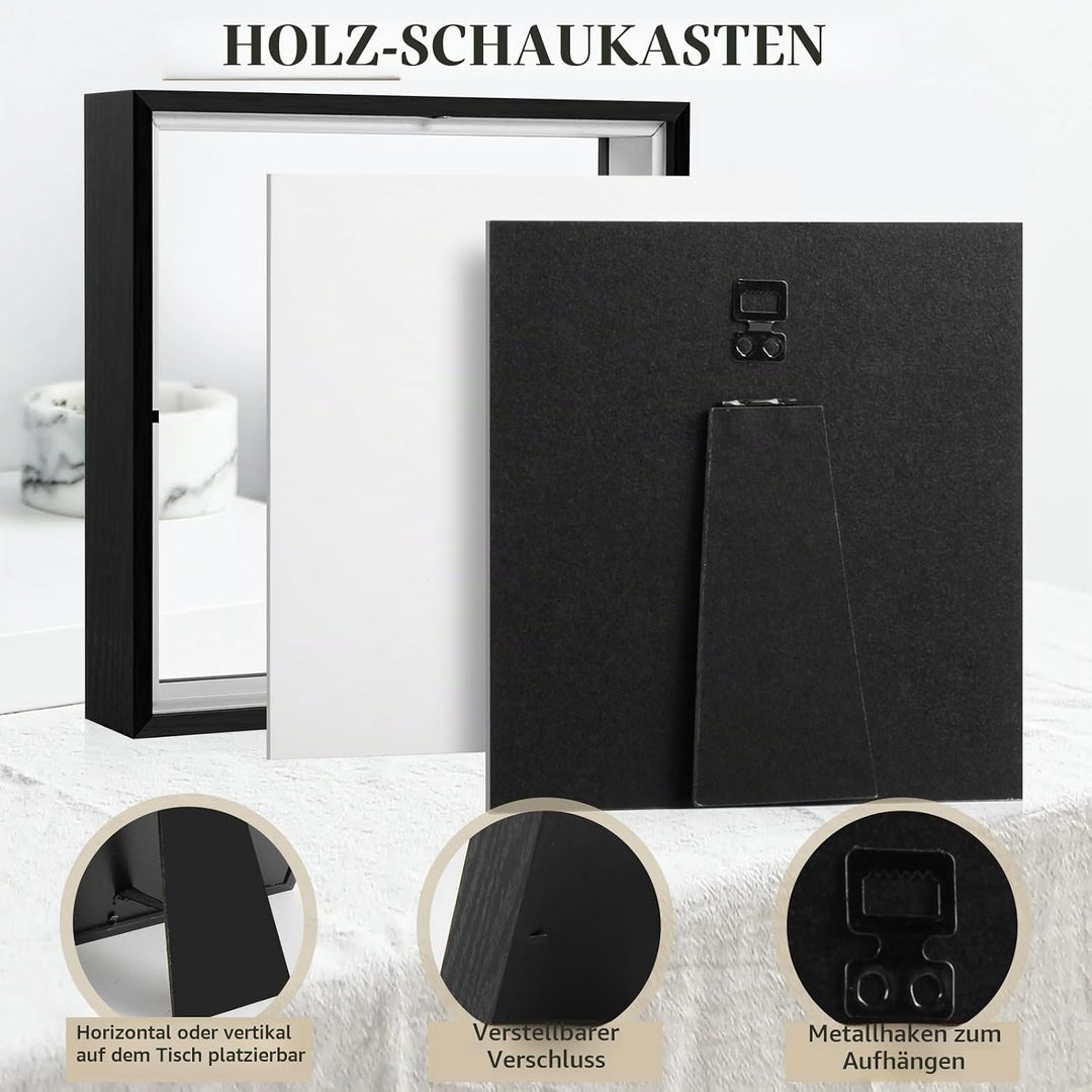 2 Stück 3D Bilderrahmen zum Befüllen 30x30cm,3D Rahmen für Objekte Tiefer 3cm,Tief 3D Objektrahmen H