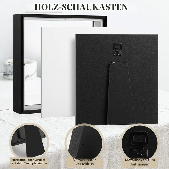 2 Stück 3D Bilderrahmen zum Befüllen 30x30cm,3D Rahmen für Objekte Tiefer 3cm,Tief 3D Objektrahmen H
