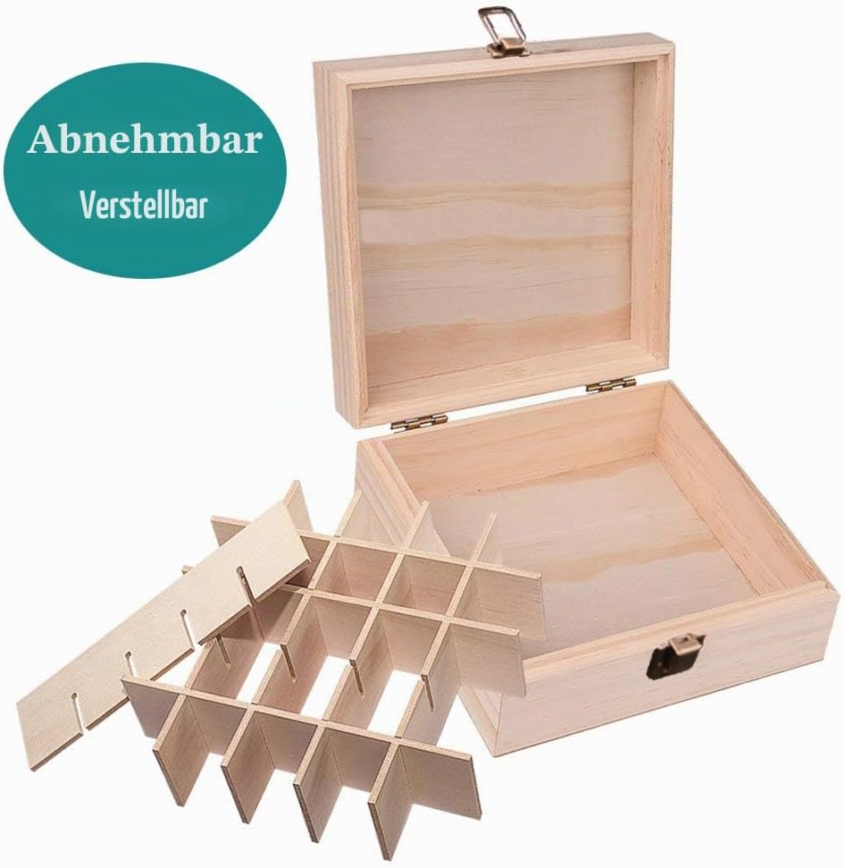 25 Slots Ätherisches Öl Box aus Holz - Bietet Platz für 5 10 15 ml ätherisches Öl-Flaschen - Ideales