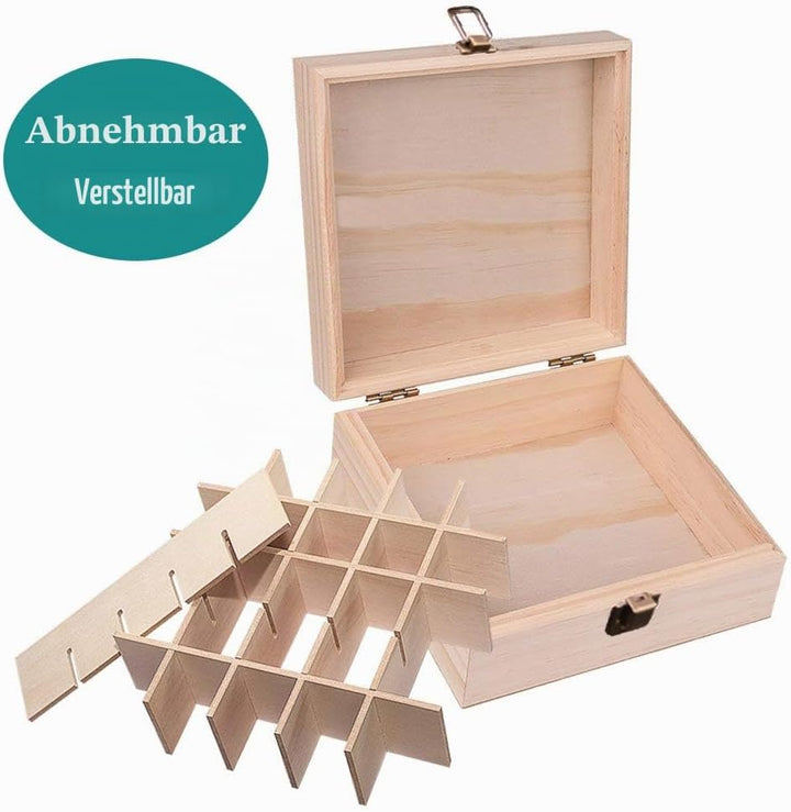 25 Slots Ätherisches Öl Box aus Holz - Bietet Platz für 5 10 15 ml ätherisches Öl-Flaschen - Ideales
