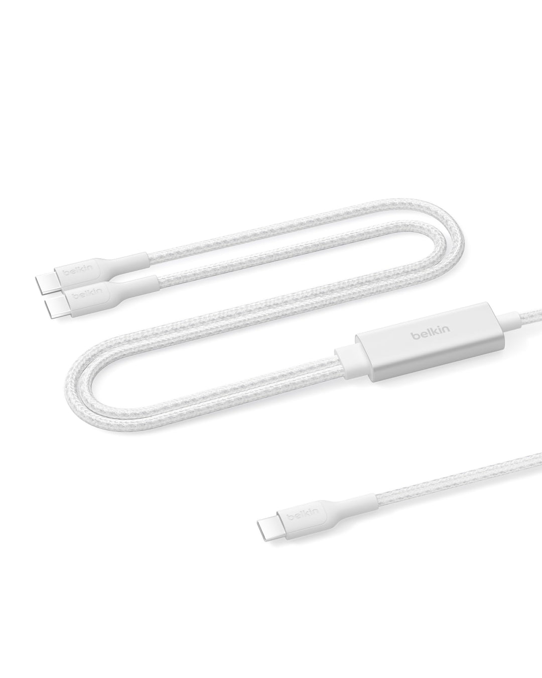 Belkin BoostCharge Pro 2-in-1 USB C auf USB C Ladekabel 140 W, Geflochtenes Kabel mit 2 Steckern zum