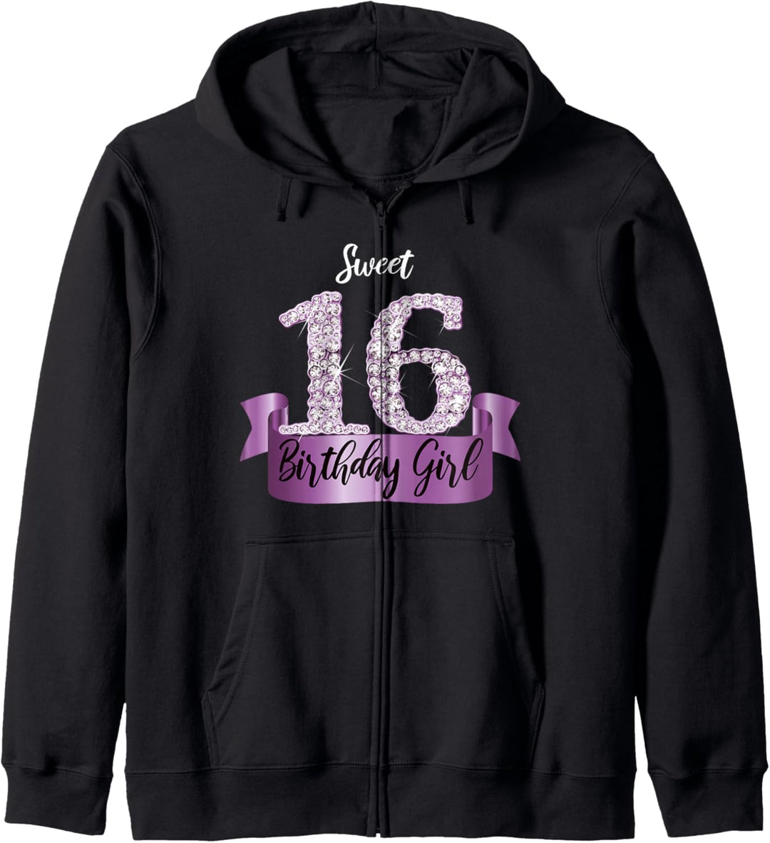 Süsses "Sweet Sixteen" Outfit Schwarz Lila I 16. Geburtstag Kapuzenjacke