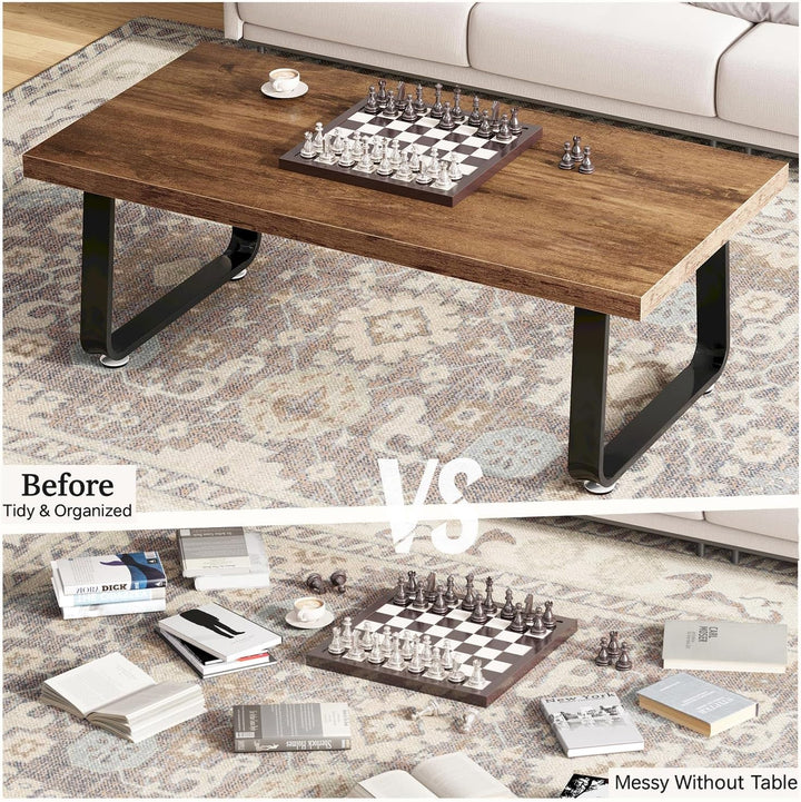 HSH Couchtisch Holz Tisch Wohnzimmertisch aus Holz Metallgestell Industrie Design für Wohnzimmer Bei