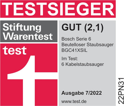 Bosch Staubsauger beutellos Serie 6 BGC41XSIL, Bodenstaubsauger, ideal für Allergiker, Hygiene-Filte