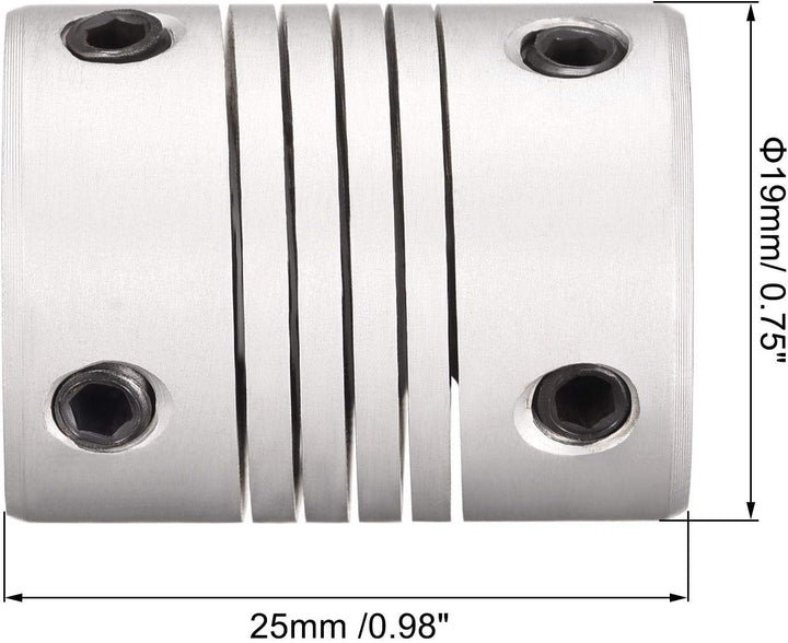 sourcing map 5Stk. 6.35mm zu 10mm Aluminiumlegierung Stab Flexibel Kupplung Motorsteckerverbindung L