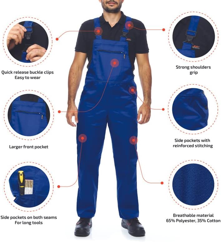 Mazalat Lange Latzhose mit Multifunktionstaschen Berufsbekleidung für Handwerker, Maurer, Dachdecker