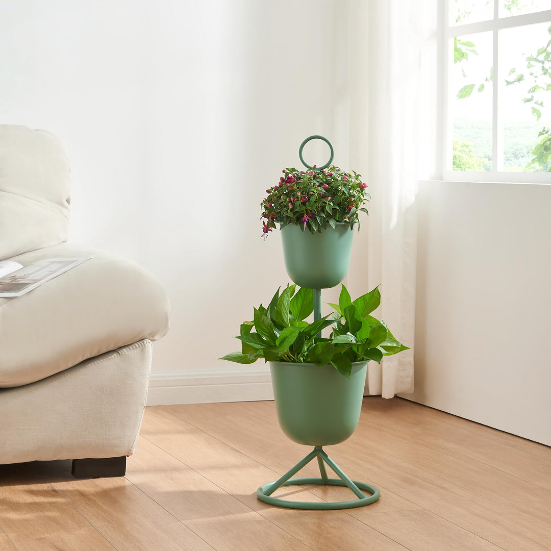 [en.casa] Blumenständer Alphen Blumentopfständer mit 2 Pflanztöpfen Blumentopfregal Pflanzenständer