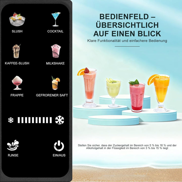 HBS-1901EU 1,9l Eismaschine, Slush Maschine, Eiscrememaschine,Smoothie-Mixer, 6 Funktionen, Für Die