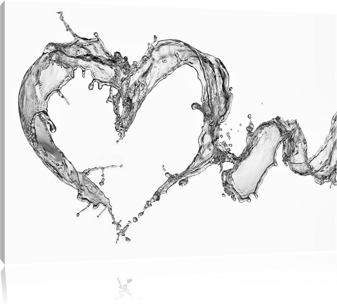 Pixxprint Monocrome, Herz aus Wasser, Format: 100x70 auf Leinwand, 100x70