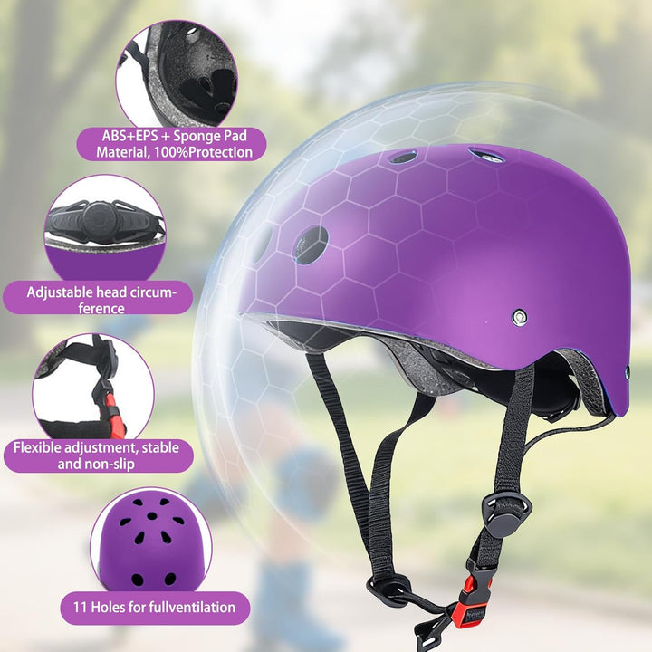 Knieschoner Kinder mit Helm, Schonerset Kinder Helm 3–9 Jahren, Knieschützer Inliner Kinder Schutzau