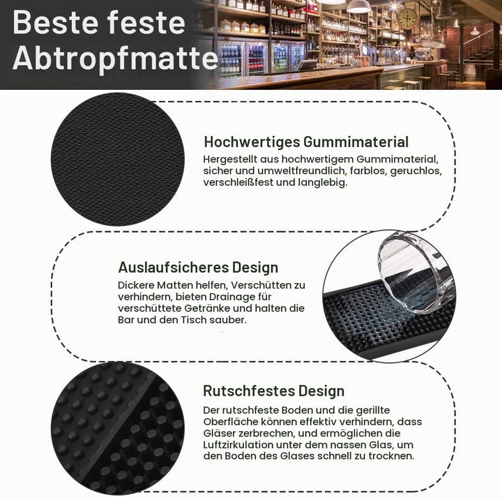 2 Stück Barmatte Gummi Abtropfmatte Geschirr Trockenmatte 8 x 60 cm Gläserabtropfmatte rutschfest un