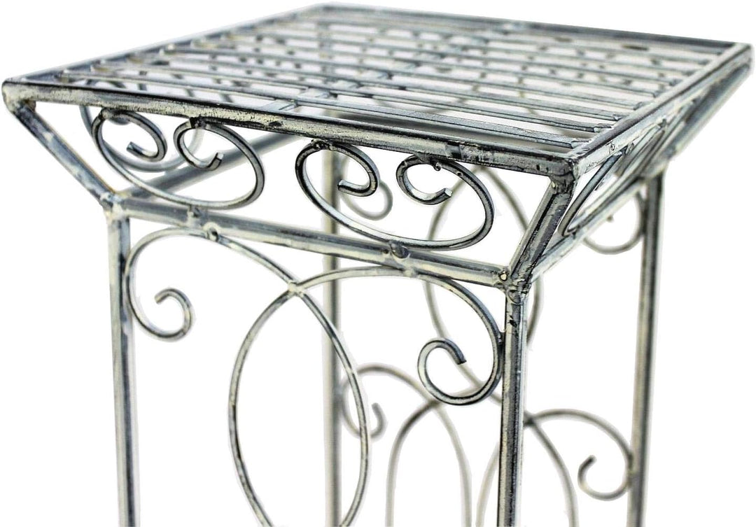 DanDiBo Blumenhocker Metall Weiss Eckig 2er Set 63 cm und 77 cm Blumenständer 20304 Blumensäule