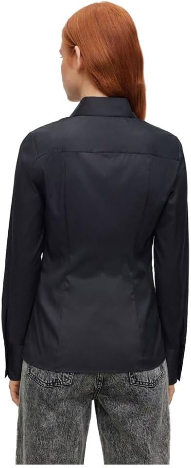 HUGO Damen The Fitted Shirt Bluse 34 Black1, 34 Black1