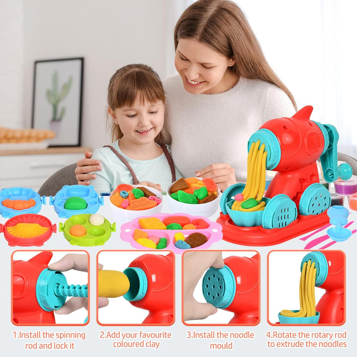 51 Stück Knete Zubehör Set für Kinder DIY Knete Knetwerkzeug Eismaschine Nudelmaschine Burgermaschin