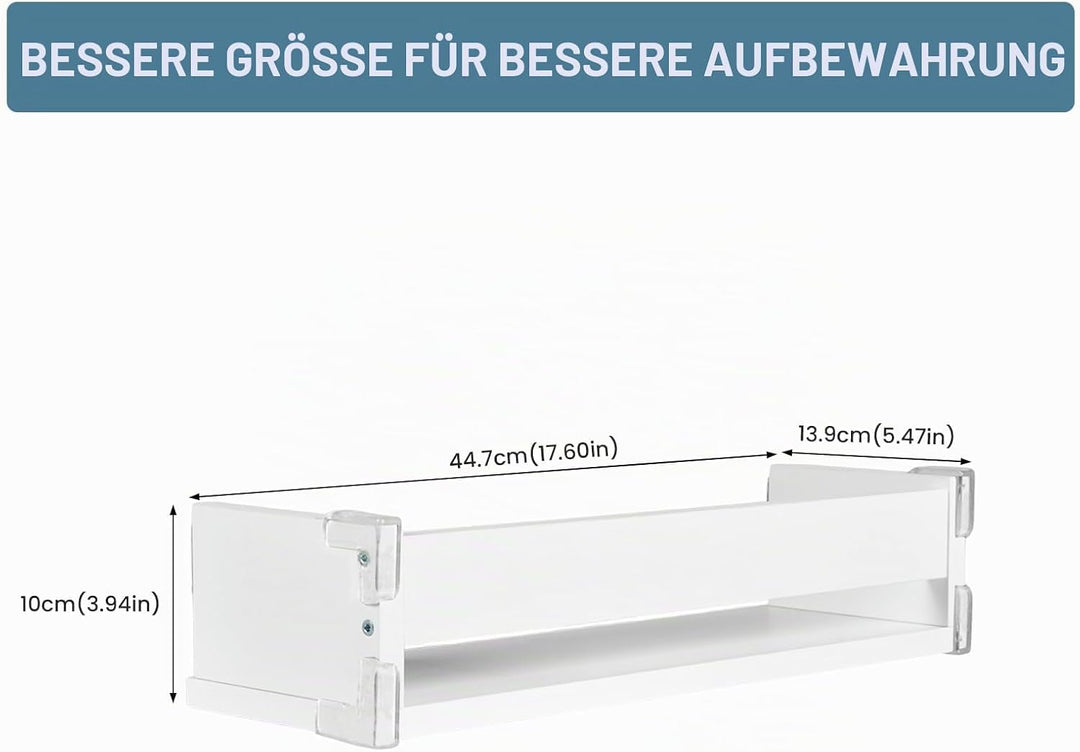 Wandregal für das Kinderzimmer, 44,7 cm, Bücherregal für die Wand, 3er-Set, Wandregal aus Holz, Schw