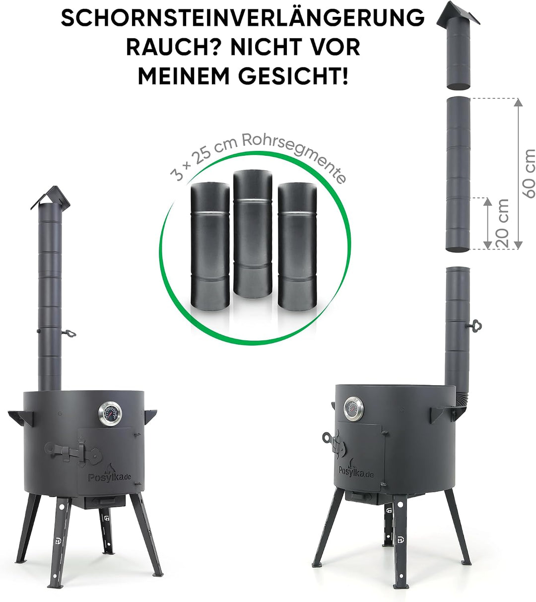 Utschak Feuerofen Ø 44 cm für Kazan Wok 16L | Uchag mit Adapter-Ringe Eckig Griffen, Ablagetisch | У