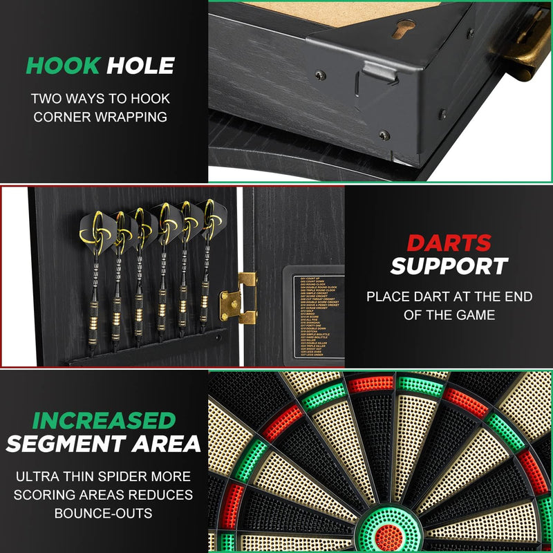 Brovamo Dartscheibe, Dekoratives Dartscheiben-Schrank-Set [12*Soft Tip Darts], Elektronische Dartsch